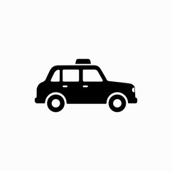 Fototapeta premium Black Taxi Icon, Classic London Hackney Cab Silhouette