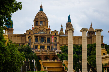Fototapeta premium National Art Museum of Catalonia in Barcelona with classical columns