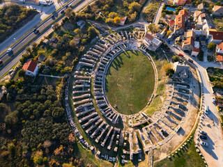 Ancient Roman ruins of the city of Solin in Croatia, Split - 4K aerial view from a drone © Yar