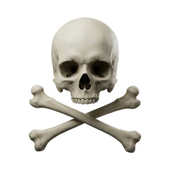 Obraz premium Anatomical human skull with crossed bones symbol representing danger warning poison sign pirate emblem death concept mortality anatomy study and medical education visualization