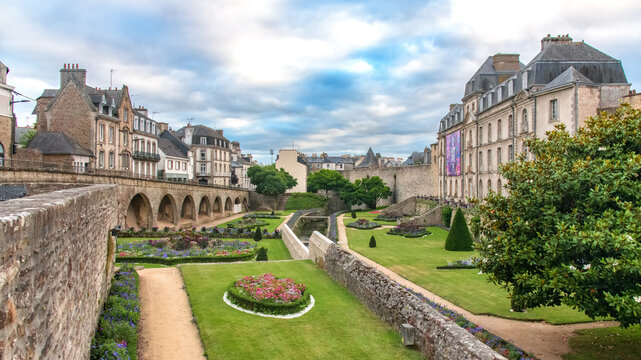 The city walls in Vannes Bretagne, a touristique town in France