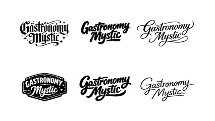 Fototapeta premium Gastronomy mystic lettering. Set lettering. harmonious lettering variations of the same emblematic concept, each with different artistic