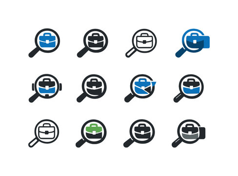 Job Hunt Icons. Job hunting for recent graduates and entry-level positions. Icon set. Set Logo of job hunting for recent graduates and entry-level positions: