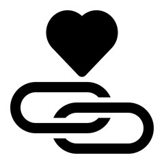 Rapport Building, Connected Heart, Love Connection Glyph Solid Icon