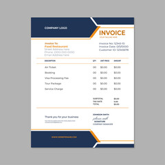 modern minimalist Invoice Design Template. Clean invoice template design. Simple Invoice
 Layout. Minimal Invoice Layout. Bill payment, Price receipt, Invoice bill, Bill Receipt and 
payment agreement