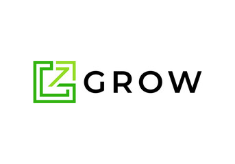 Fototapeta premium arrow with square logo. tech digital growth finance icon vector design