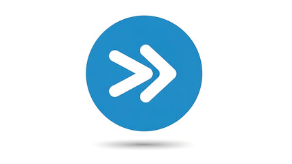 Blue circle with double forward arrow icon right direction