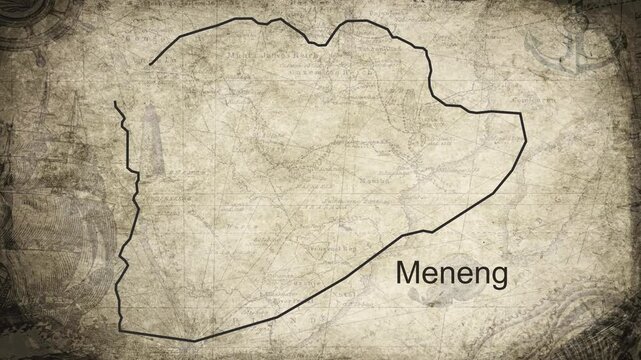 Meneng District Nauru map drawn on a cartography background sheet of paper