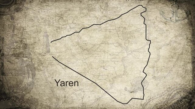 Yaren District Nauru map drawn on a cartography background sheet of paper