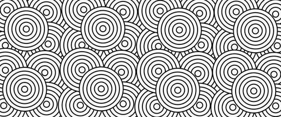 Fototapeta premium Abstract gold circle lines on dark background. Geometric stripe line art design.eps10