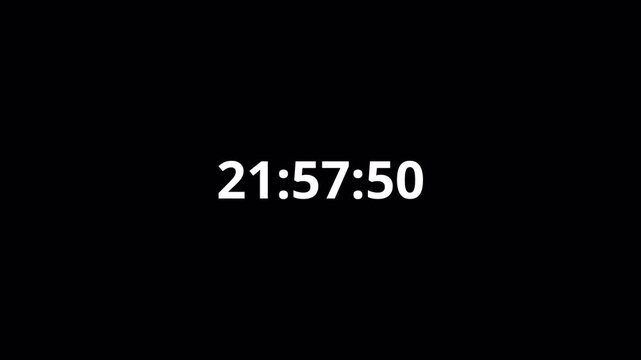 One day countdown timer animation in one minute with transparent background, 24 hours countdown timer in 60 seconds, Countdown timer in 4k.