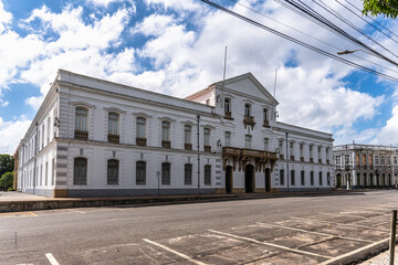 Facade of the Antonio Lemos Palace a public building from 1883 that houses the municipal government and the Museum of Art of Belem