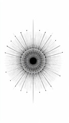 Obraz premium A complex geometric pattern resembling a starburst or radial symmetry design with black lines