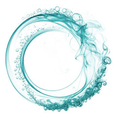 Aqua water swirl with bubbles and foam, abstract circle, digital art