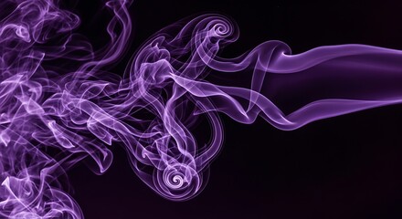 Obraz premium Ethereal purple smoke forming intricate and delicate swirling patterns against a dark background
