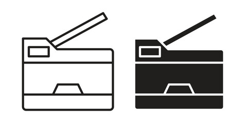 Copy Machine icon concept. Thin line symbol. Vector illustration isolated. Editable stroke.