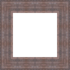 Breiter leerer quadratischer Bilderrahmen aus Holz mit wei&szlig;en Hintergrund