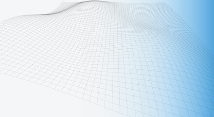 A minimalist vector illustration of a 3D wireframe landscape rendered with precise geometric lines on a clean white background. © MSTSHUKURI