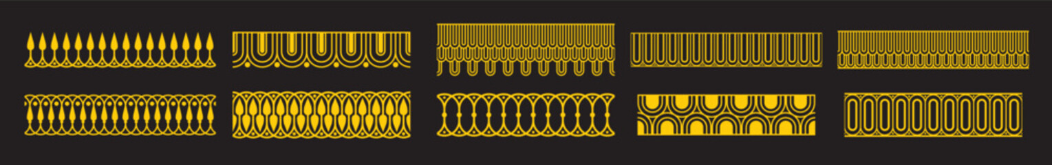 Decorative seamless Art Deco borders vintage geometric design elements set © Dueke