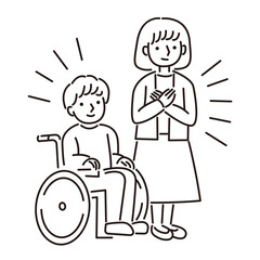 障害者と保護者の安心イラスト