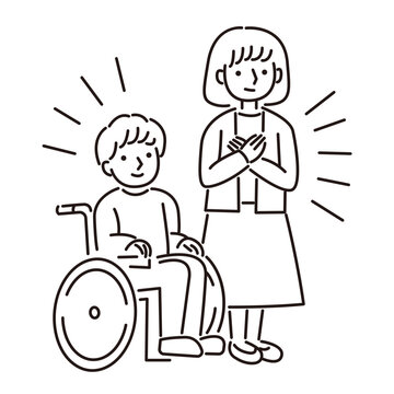 障害者と保護者の安心イラスト