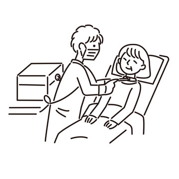 吸引を受ける介護のイラスト線画