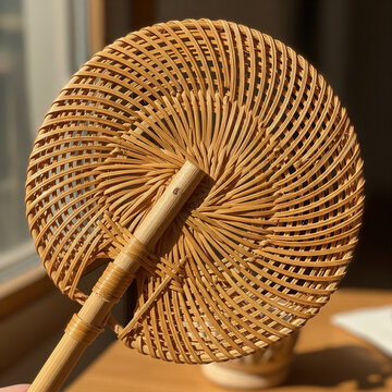 round fan made of bamboo