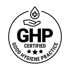 Round GHP certified badge for Good Hygiene Practice labels
