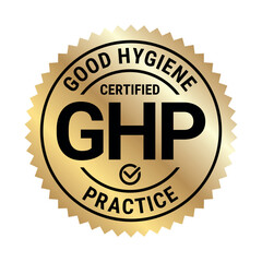 Round GHP certified badge for Good Hygiene Practice labels