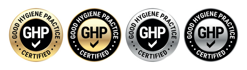 Round GHP certified badge for Good Hygiene Practice labels