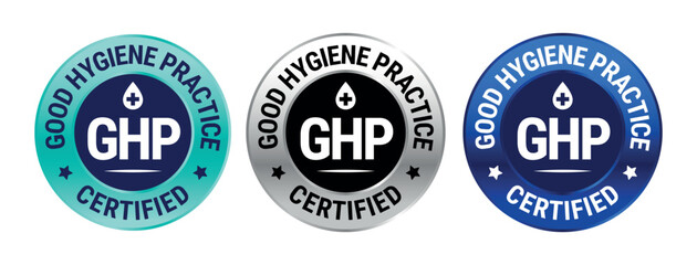 Round GHP certified badge for Good Hygiene Practice labels