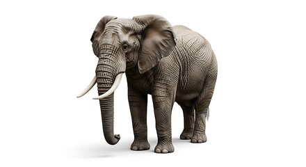Fototapeta premium An elephant celebrating World Wildlife Day standing on a plain white background with a gentle expression and a realistic depiction.