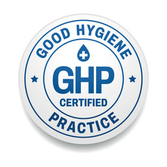 Round GHP certified badge for Good Hygiene Practice labels