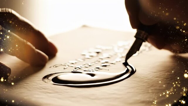 Close-up of Fountain Pen Writing on Paper.