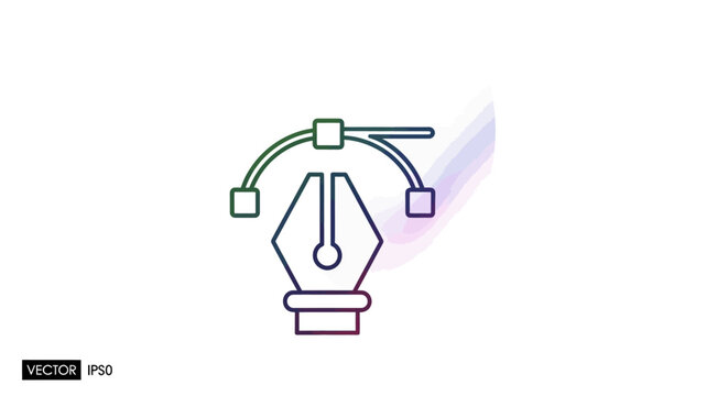 Modern vector graphic pen tool icon illustrating digital creativity and design principles for art