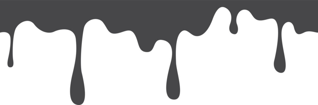 Sticky liquid flow black silhouette. Dripping paint