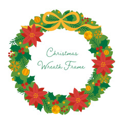 シンプルで鮮やかなベクタークリスマスリースフレーム
