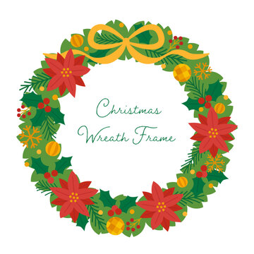 シンプルで鮮やかなベクタークリスマスリースフレーム