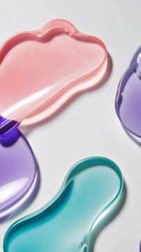 Colorful fluid shapes in pink, purple, and blue arranged on a light background. The design showcases a formless and abstract style, ideal for modern aesthetics.