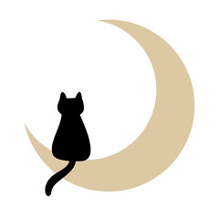 Black Cat Moon Animal Feline Graphic Halloween