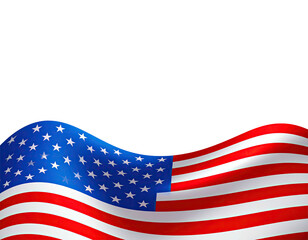 Fototapeta premium Digitally created illustration of a waving flag with red and white stripes and a blue field of stars