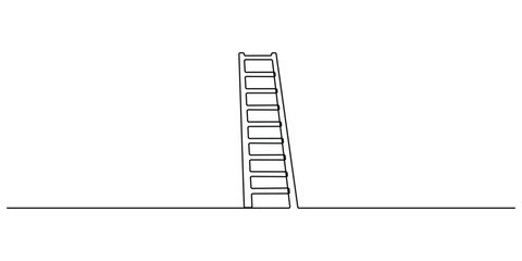 Minimalist continuous one line art illustration featuring a ladder vector illustration © MD