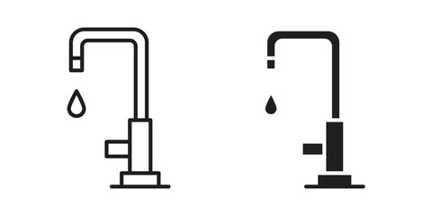 Kitchen tap icon concept. Thin line symbol. Vector illustration isolated. Editable stroke.