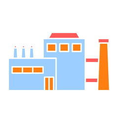 Industrial Factory Vector Illustration Collection, Industrial Factory Buildings Flat Vector Icon Set