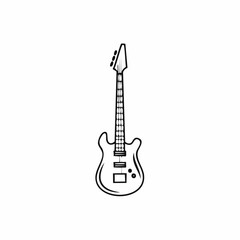 Naklejka premium Sleek Black and White Graphic Representation of a Standard Electric Guitar Model, Emphasizing Musicality and Design