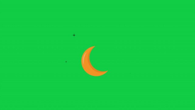 Motion footage of crescent moon and star icon ideal for Islamic celebration projects, overlays, and festive video design with green screen background