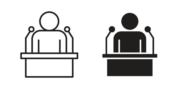 Mayor icon concept. Thin line symbol. Vector illustration isolated. Editable stroke.