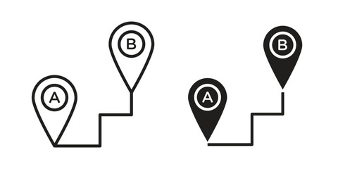 Path A to B icon concept. Thin line symbol. Vector illustration isolated. Editable stroke. © David