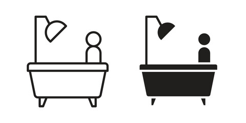 Person Bathing icon concept. Thin line symbol. Vector illustration isolated. Editable stroke.