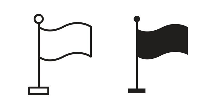 Plain flag icon concept. Thin line symbol. Vector illustration isolated. Editable stroke.